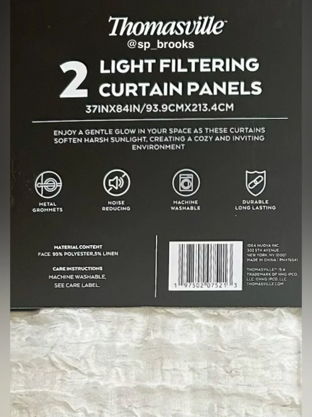 🎁2PC Thomasville Curtain Panels -37”x84”- Light Filtering Linen Blend - Grommets